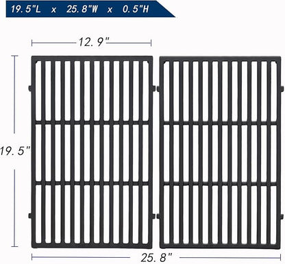 Leship 19.5 inch Cooking Grates Replace for Weber 7524, 7528, Weber Genesis 300 Series Genesis E310 E320 E330 S310 S320 S330 EP310 EP320 EP330 Grills, Cast Iron Grill Grates (19.5" x 12.9" Each)