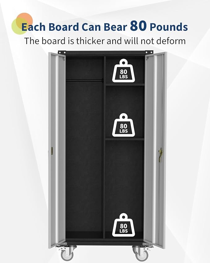 IDEALHOUSE 71" Black Metal Storage Cabinet with Lock - Heavy Duty Garage & Pantry Cabinet with 4 Adjustable Shelves, Secure Organization Cabinet for Office, Home, Shop