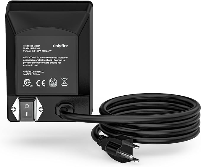 onlyfire Universal Electric Grill Rotisserie Motor 110 Volt 4 Watt On/Off Switch, Black