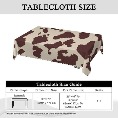 Swono Cow Or Horse Table Covers 52x70 Inch Animal Skin Cow Horse Print Pattern Wipeable Tablecloth Kitchen Dinning Tabletop Decoration, Brown Spots Cow Table Cloth for Outdoor and Indoor Use