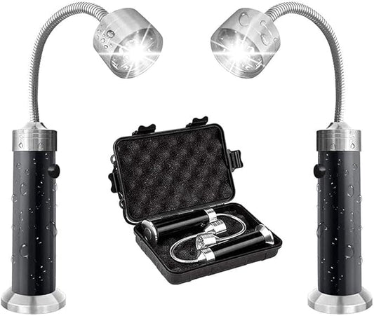 SagaSave 2 Pcs BBQ Grill Light BBQ Grilling Accessories for Outdoor with Magnetic Base and Gift Box Waterproof Magnetic Grill Light 360 Degrees Adjustable Gift for Friend Family