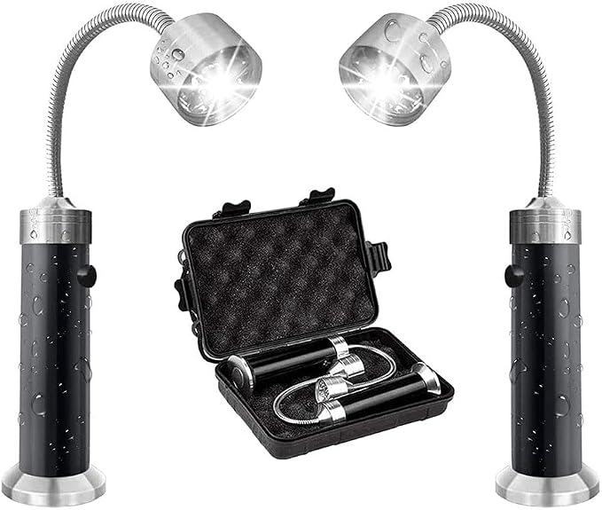 TopHomer 2 Pcs BBQ Grill Light Flexible LED BBQ Grill Lights with Magnetic Base Waterproof Magnetic Grill Light 360 Degrees Adjustable for Camping, Reading, Biking