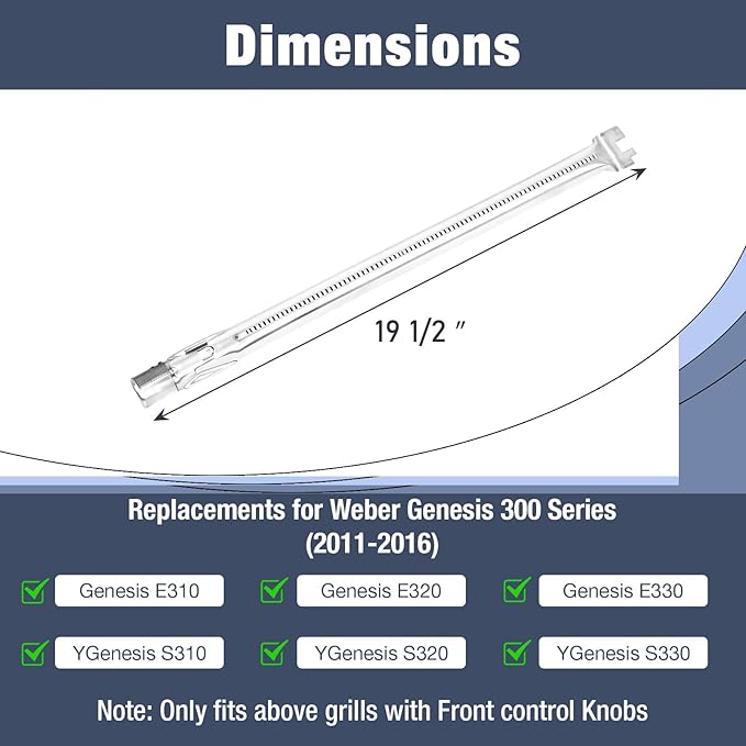Uniflasy Grill Parts for Weber Genesis 300 Series with Front Control, Fits Genesis E310 E320 S310 S320 EP310 EP320, 7524 Cooking Grates, 62752 Burner Tubes, 7620 Flavorizer Bars & 7628 Igniter