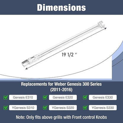 Uniflasy Grill Parts for Weber Genesis 300 Series with Front Control, Fits Genesis E310 E320 S310 S320 EP310 EP320, 7524 Cooking Grates, 62752 Burner Tubes, 7620 Flavorizer Bars & 7628 Igniter