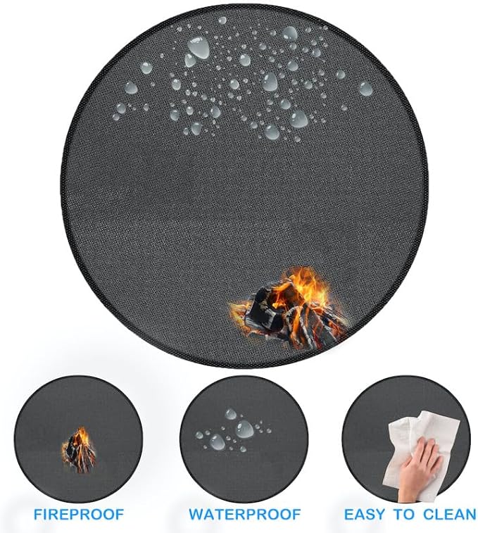 36" Round Fire Pit Mat, Under Grill Mat & Fireproof Mat Fire Pit Pad, Heat-Resistant Fireproof Mat for Outdoor Smoking and Camping, Protect The Deck, Patio, Lawn from Exploding Embers