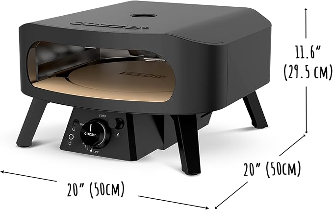 Cozze 13" Gas Pizza Oven with Rotating Pizza Stone for Easy Restaurant-Style Pizza at Home – Triple Burner, Built-In Thermometer, Fast 15-Min Preheat, Portable Outdoor Pizza Oven | Built-In Thermometer | Fast 15-Min Preheat | Restaurant-Style Pizza | P...