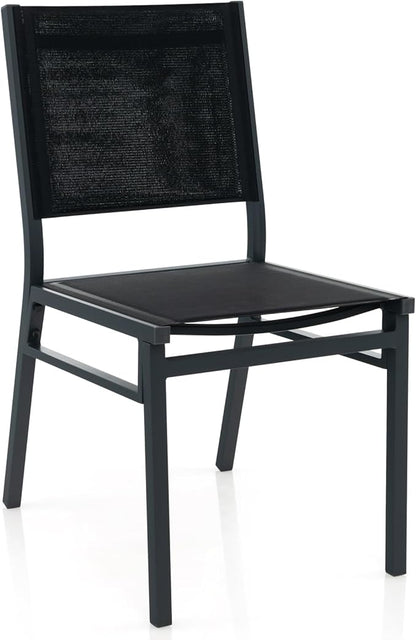 Giantex Outdoor Patio Dining Chair, Armless Dining Chair with Breathable Fabric Seat & Backrest, Heavy Duty Aluminum Frame, Outside Lightweight Patio Chairs for Porch Balcony Garden Yard Poolside