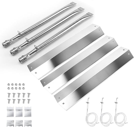 Hisencn Replacement Parts for Chargriller 5050, 3001, 5650, 3008, 3030, 4000, King Griller 5252 Grill, Stainless Steel Burner Tube, Heat Plate Tent, Ignitor for Chargriller Parts Replacement | Stainless Steel Burner Tube and Heat Plate Replacement Part...