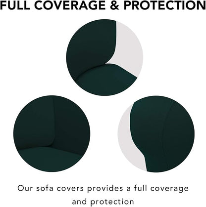 PureFit Stretch Oversized Couch Covers Fleece Sofa Slipcovers Deep Teal | 1-Piece Sofa Cover Washable Soft Couch Protector, Couch Slipcover with Non Skid Foam and Elastic Bottom for Kids, Dogs
