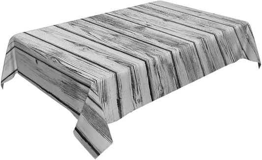 Decorative Rectangle Table Cloths Vintage Wooden Pattern Grey Tablecloth Table Cover for Dining/BBQ/Picnic/Coffee Table 52 X 70 Inches