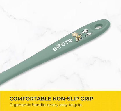 Elihome × Peanuts Silicone Basting Brush (8.75”) – Heat Resistant to 600°F, Food-Grade Platinum Silicone, Seamless 1-Piece Design, Non-Stick Safe, Dishwasher Safe, Sage Green