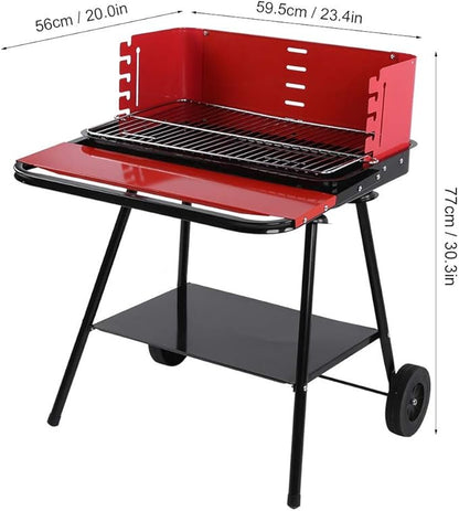 Portable Charcoal Grill with Wheels, Stainless Steel Outdoor Barbecue Grill for Camping BBQ, Non-Stick Easy Clean Charcoal Grills BBQ Smoker for Hiking Picnic,A-1