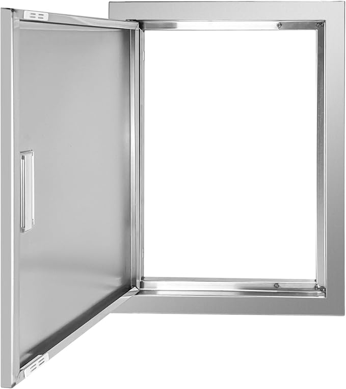 Outdoor Kitchen Door 16" W x 22" H Stainless Steel BBQ Single Access Door Flush Mount Vertical Wall Doors with Handle Suitable for Grilling Station Outside Cabinet Outdoor Kitchen