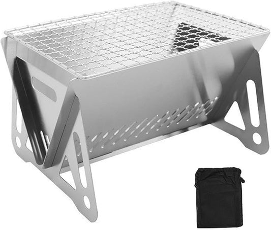 1PC Small Charcoal Grill, Outdoor Folding Mini Charcoal Grill, Portable Charcoal Grill, Stainless Steel Camping Grill for Outdoor, Cooking, Bonfire, Patio, Backyard.