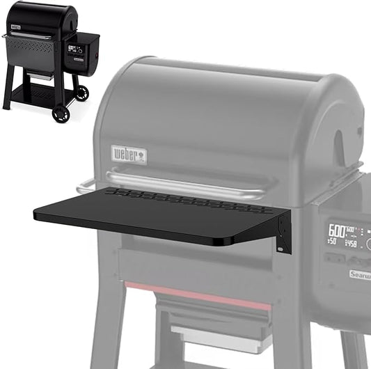 24" Front Folding Table for Weber Searwood 600 Pellet Grill, Grill BBQ Prep Table for Weber Searwood 600 Accessories, 280 Sq In Workspace, 40 lb Capacity, Locking Fold-Down Design