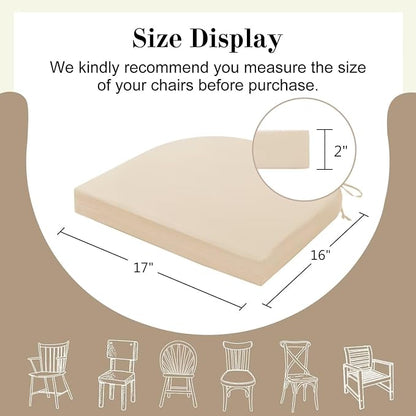 Cozyide Outdoor Chair Cushions, Waterproof Patio Seat Cushions with Adjustable Straps, Round Corner Patio Chair Cushions for Garden, Beige, 17x16x2 Inch (Pack of 4)