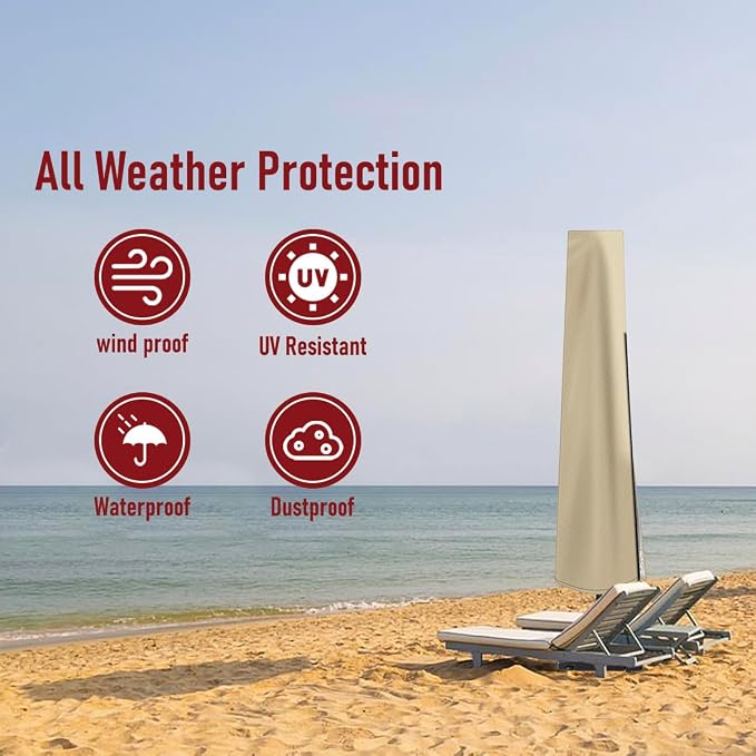 Patio Umbrella Cover Outdoor Umbrella Cover with Rod Waterproof Durable 420D Polyester Fabric Patio Parasol Umbrella Cover for 7 ft to 11 ft Outdoor Umbrella