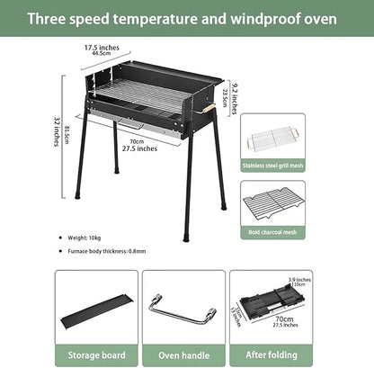 Home Barbecue Grill, Outdoor Smoke-Free Barbecue Charcoal Courtyard Barbecue Grill, Portable Barbecue Grill, Folding Camping Grill,Black