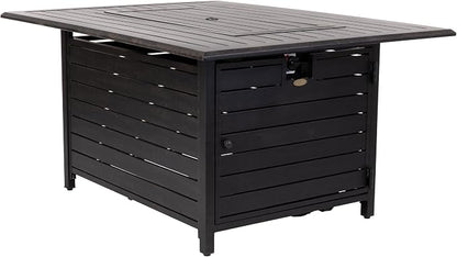 Fire Sense 61898 Longmont Aluminum Convertible Gas Fire Pit Table 55,000 BTU Multi-Functional Outdoor Firepit with Fire Bowl Lid, Nylon Cover & Clear Fire Glass - Bronze Finish - Rectangular 48"