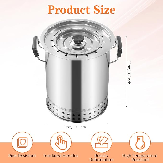 Smokeless Charcoal Hanging Grill, Stainless Steel Mini Kebob Grill with 16 Skewers, Portable Surround Charcoal kebab Grill for Home Party Outdoor Camping