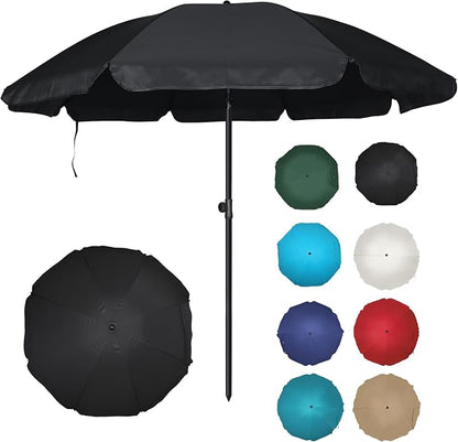 Blissun 6.5ft Patio Umbrella with Push Button Tilt & Height Adjustable, UV50+ Sun Protection with Sturdy Fiberglass Ribs & Iron Pole, Market Umbrella for Outdoor Table Garden Backyard Beach