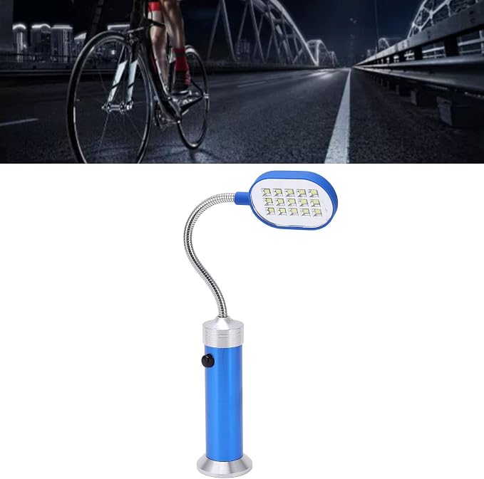 Magnetic Gooseneck Lamp, High Brightness LED Work Light 360° Adjustable for Outdoor Fishing BBQ Cycling Aluminum Alloy 4.3in Hose (Blue)