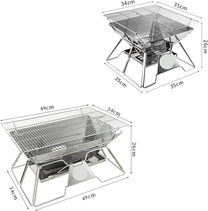 Portable Charcoal Grills Folding Portable Stainless Steel Barbecue Stove Grill BBQ Oven Outdoor Barbecue Utensils Stainless Steel Foldable for Outdoor Backyard Picnic Home ( Color : A , Size : 49*34*2