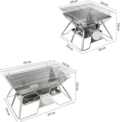 Portable Charcoal Grills Folding Portable Stainless Steel Barbecue Stove Grill BBQ Oven Outdoor Barbecue Utensils Stainless Steel Foldable for Outdoor Backyard Picnic Home ( Color : A , Size : 49*34*2