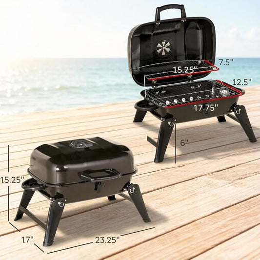Small Portable Tabletop Charcoal Grill, Outdoor Mini BBQ Cooking Grill