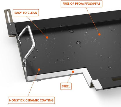 Stanbroil Adjustable Griddle Insert for Gas Grill, 23.2" Wide | 16"-19.3" Adjustable Depth, Nonstick Coating, Universal Flat Top Cooking Surface