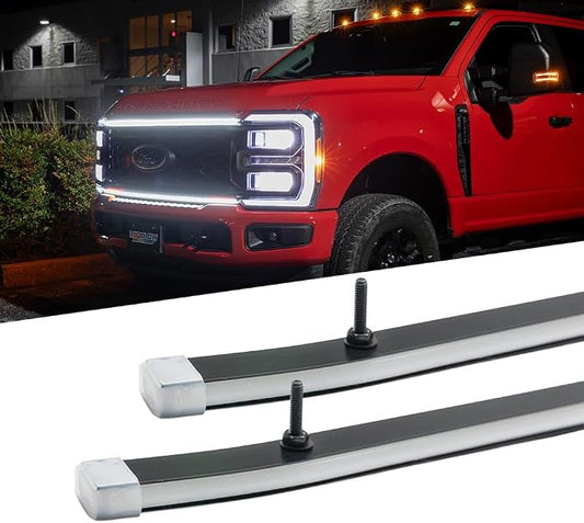 LEDGlow White LED Truck Grille Lighting Kit Fits 2023-2026 Ford F250 F350 | Compatible with Super Duty w/ LED Headlights, Includes 2X Grill Light Bars, Accessory Harness, Voltage Reducer & Y-Splitter