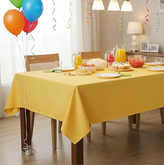 sancua Rectangle Tablecloth - 54 x 120 Inch - Stain and Wrinkle Resistant Washable Polyester Table Cloth, Decorative Fabric Table Cover for Dining Tables, Buffet Parties and Camping, Yellow