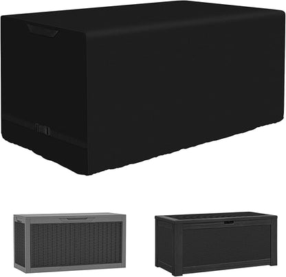 Kovshuiwe Deck Box Cover 50" L x 24" W x 24" H, 600D Oxford Cloth | 100 Gallon Deck Storage Box Bin Cover Keeping for Rectangular Resin Storage Box, Patio Bin Container Boxes Covers, Black