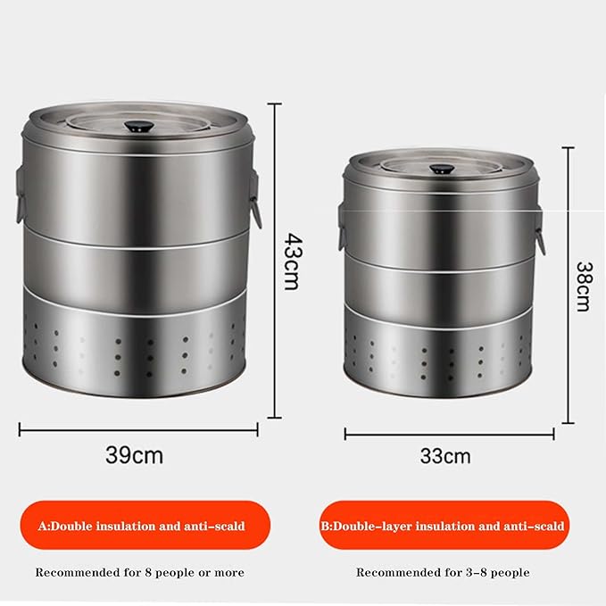 Portable charcoal grill, can be fried, can be grilled, double insulation, prevent burns, easy to clean, 39 * 43cm (B)