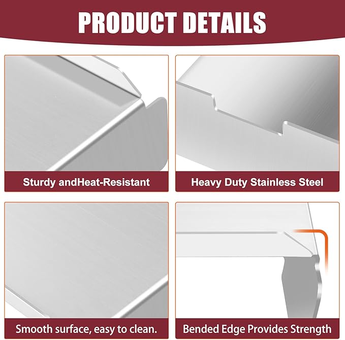 Heavy Duty Stainless Steel Pit Boss Heat Baffle Diffuser and Flame Tamer Replacement for Pit Boss 700 820 850 1000 1150 1250 1300 1600 Series Pellet Smokers, Drip Pan Heat Deflector Grill Accessories