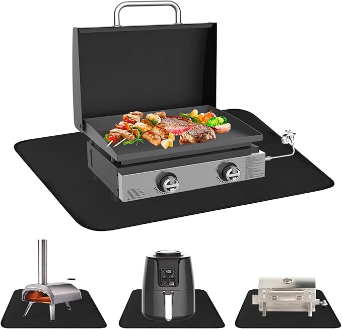 Thicking 24x31in Heat Resistant Grill Mats for Outdoor Grill 17in & 22in Blackstone Griddle to Protect Your Prep Table Grill Mat - Fire Proof & Water Proof & Oil Proof BBQ Mat Air Fryer Mat