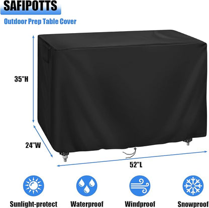 420D Outdoor Prep Table Cover 52 Inch,52''L x 24''W x 35''H,Black | Waterproof Patio Stainless Steel Table Cover, Workbench Covers Waterproof, Picnic BBQ Grill Cart Cover