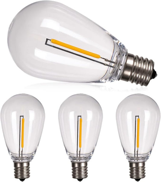 addlon LED Replacement Bulbs S14 4-Pack 1W E17 Waterproof Shatterproof | Commercial Grade Quality, LED Dimmable Compatible Clear Plastic E17 Screw Base for Our Outdoor String Light