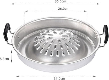 Charcoal Barbecue Grill, Aluminum Korean BBQ Grill Camping BBQ Pan Meat Garlic Korean Cookware for Home Party Outdoor Camping ﻿ (Large Size)