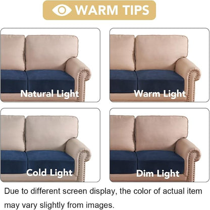 H.VERSAILTEX Velvet Stretch Couch Cushion Cover Plush Cushion Slipcover for Chair Loveseat Sofa Cushion Furniture Protector Seat Cushion Sofa Cover (2 Piece Large Sofa Cushion Covers, Navy)