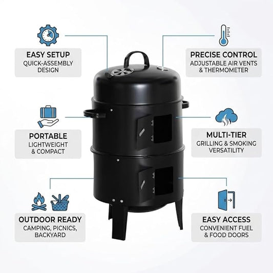 Portable Charcoal Grill, Compact BBQ Grill for charcoal smoker grill Outdoor Cooking, Lightweight Folding Design with charcoal smokers Carry charcoal smoker Bag, Easy Setup Grill f