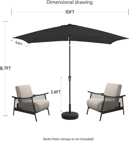 6.5x10FT Rectangular Patio Umbrella with Push Button Tilt & Crank Lift for Garden,UV Protection Outdoor Umbrella for Deck,Pool and Yard,Black
