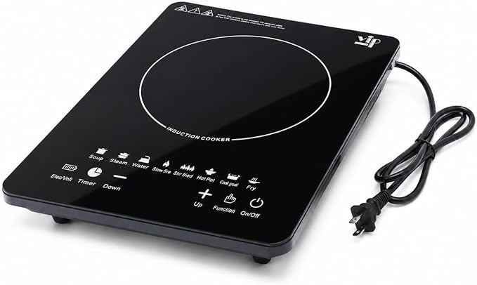 Portable Induction Cooktop, 110V Countertop Single Burner - 8 Power | 8 Power Settings, LCD Touch Control, 180-Min Timer, Preset Cooking, Compact Hot Plate for Kitchen, Dorm, RV
