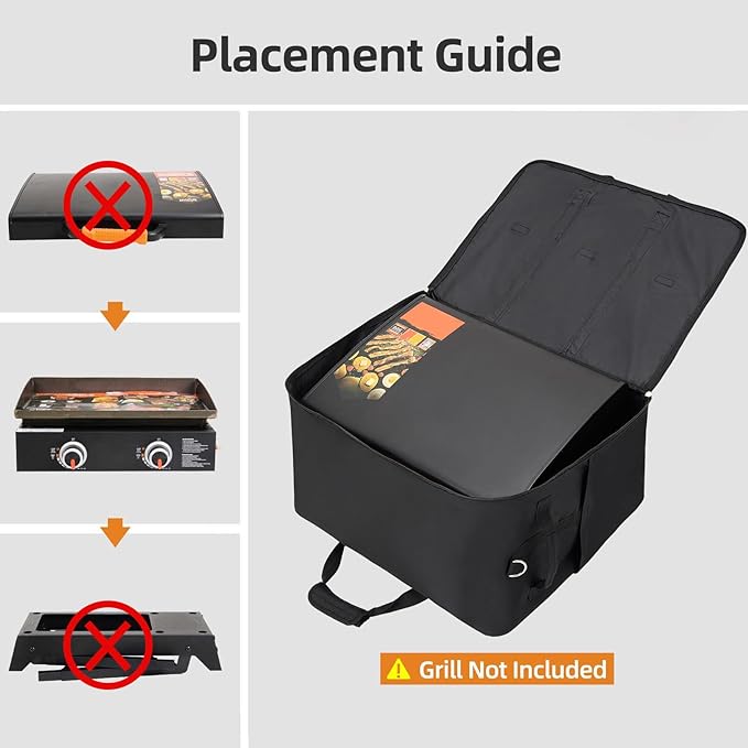 NOELIFE Padded Carry Bag for Blackstone 22 inch Tabletop Griddle without Hood, Compatible with Blackstone 22" Electric Grill, 600D Water-resistant Outdoor BBQ Carrying Case for Model 1666 (Bag Only)