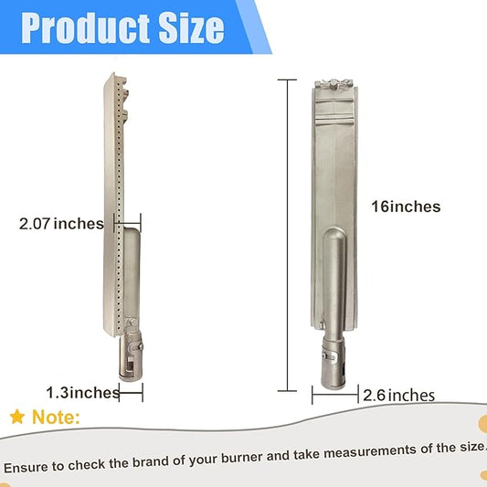 4-Set Heavy Duty Cast 304 Stainless Steel 16" Grill Burners for Bull，Premium Outdoor BBQ Gas Grill Replacements Parts for 16516 23301 44305 Bull Aussie Blaze CharBroil NEXGRILL Thermos Turbo.