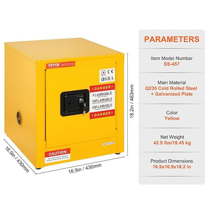 VEVOR Flammable Cabinet 17" x 17" x 18", Galvanized Steel Safety Cabinet, Adjustable Shelf Flammable Storage Cabinet, for Commercial Industrial and Home Use: Industrial & Scientific