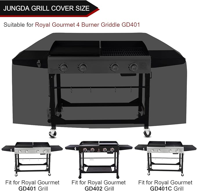 Grill Cover for GD401 GD402 4-Burner Gas Grill Griddle Combo, Outdoor Flat Top Griddle Cover for GD401C GD403 4 Burner Griddle - 66 X 23 X 36 Inch