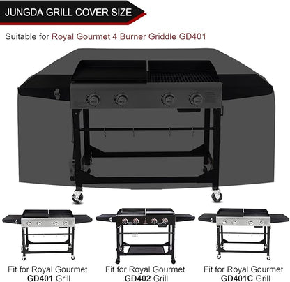 Grill Cover for GD401 GD402 4-Burner Gas Grill Griddle Combo, Outdoor Flat Top Griddle Cover for GD401C GD403 4 Burner Griddle - 66 X 23 X 36 Inch