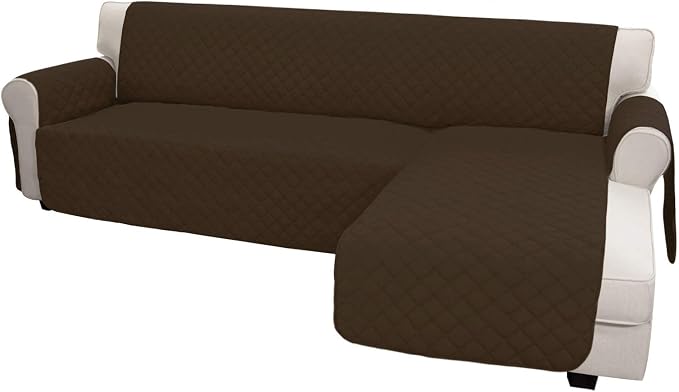 Easy-Going Reversible L-Shape Sectional Couch Cover, X-Large, Coffee/Coffee | Soft Sofa Slipcover For Dogs, Fits Left/Right Chaise Lounge Protector, Water Resistant Mat For Living Room