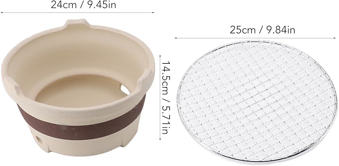 Clay Charcoal Stove, Portable Barbecue Stove Ceramic Carbon Mud Soil Stove Old Fashioned Tabletop Grill Multifunctional Chinese Clay Tea Stove with Wire Mesh Grill for Home Picnic
